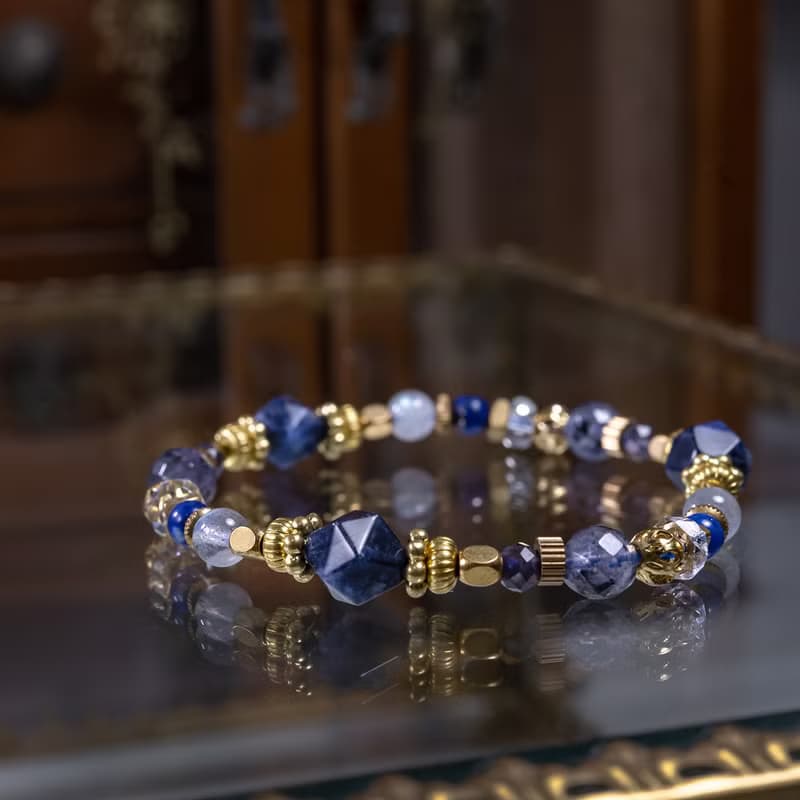 荷魯斯之眼 / 藍紋石 拉長石 青金石 菫青石 白水晶 天然石手鍊