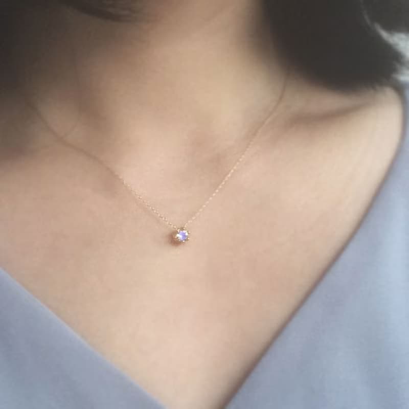 K14gf/K10YG Ruby Necklace, July Birthstone Necklace