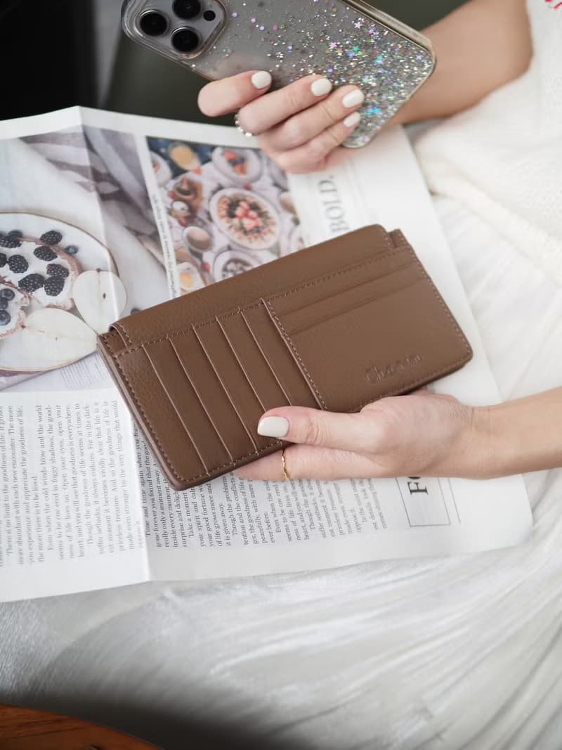 Sundae (Cedar): SLIM Long wallet, Cow Leather, leather wallet, Brown-grey