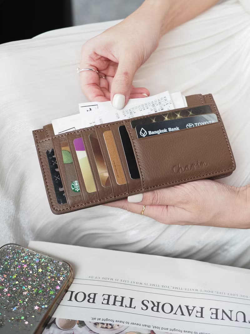 Sundae (Cedar): SLIM Long wallet, Cow Leather, leather wallet, Brown-grey