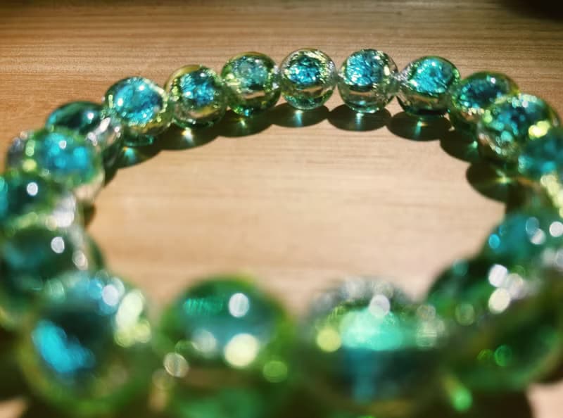【琉璃系列】水綠銀箔琉璃珠手鍊