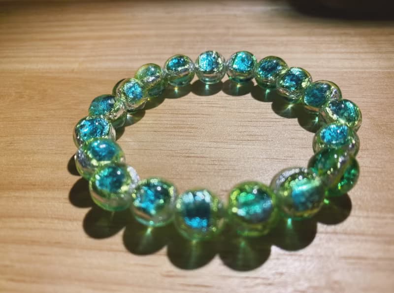 【琉璃系列】水綠銀箔琉璃珠手鍊