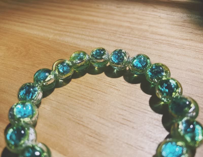 【琉璃系列】水綠銀箔琉璃珠手鍊