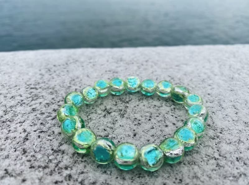 【琉璃系列】水綠銀箔琉璃珠手鍊