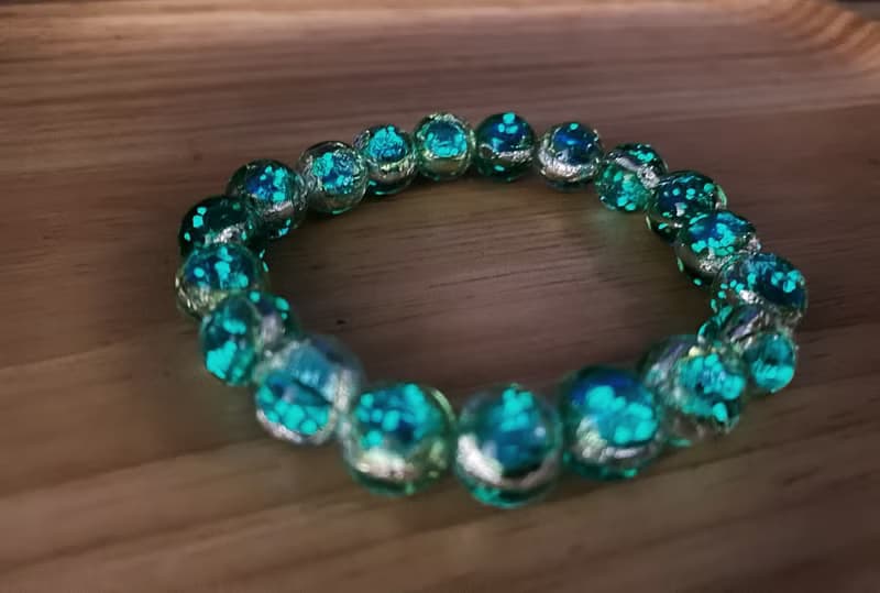 【琉璃系列】水綠銀箔琉璃珠手鍊