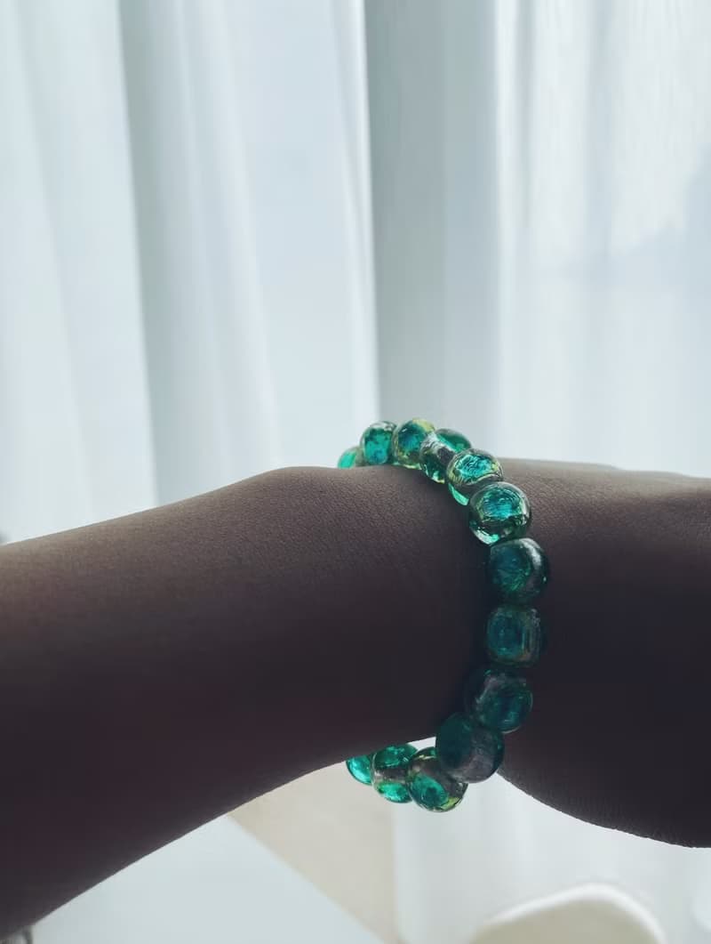 【琉璃系列】水綠銀箔琉璃珠手鍊
