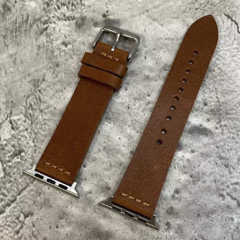 Apple Watch/Ultra 全系列可用 手工縫線 單層意大利牛皮錶帶