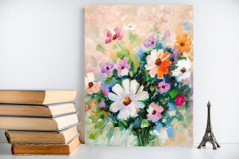 Daisies Bouquet Original Painting Flower Wall Art Floral Impasto Art 手工油畫 油畫原作