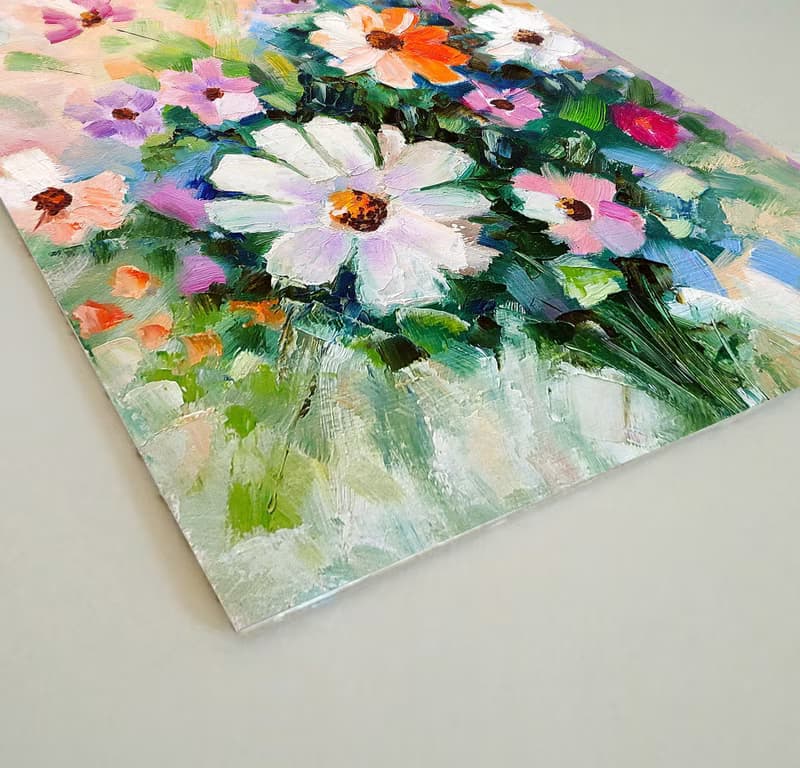 Daisies Bouquet Original Painting Flower Wall Art Floral Impasto Art 手工油畫 油畫原作