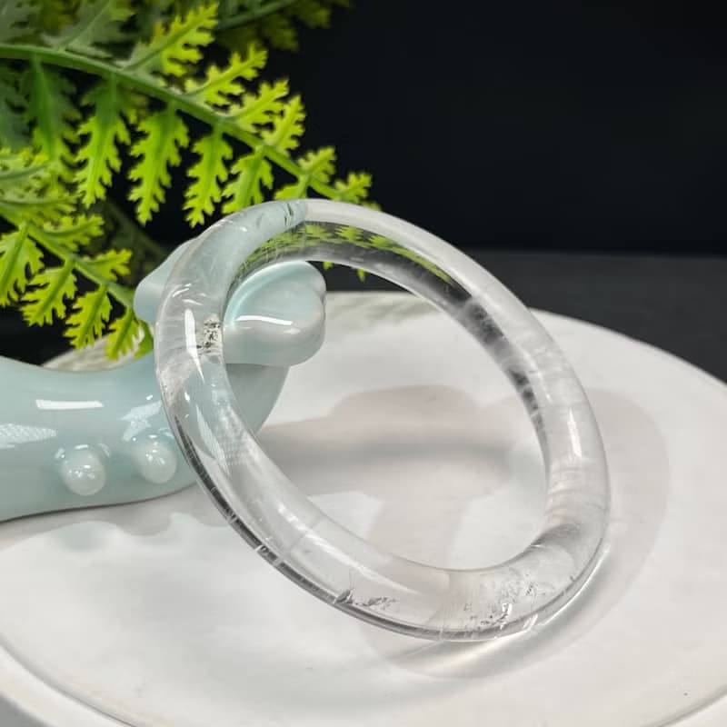 精美 白水晶手鐲 57MM 冰透閃片石英手環 能量凈化放大情緒調節