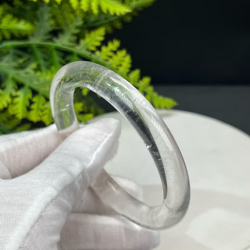精美 白水晶手鐲 57MM 冰透閃片石英手環 能量凈化放大情緒調節