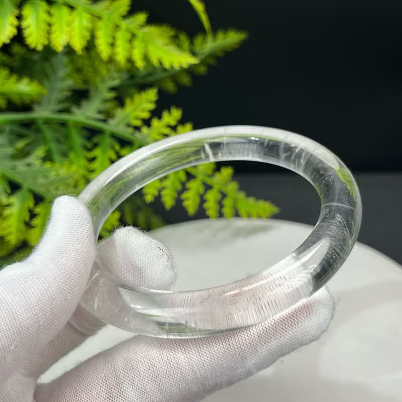 精美 白水晶手鐲 57MM 冰透閃片石英手環 能量凈化放大情緒調節