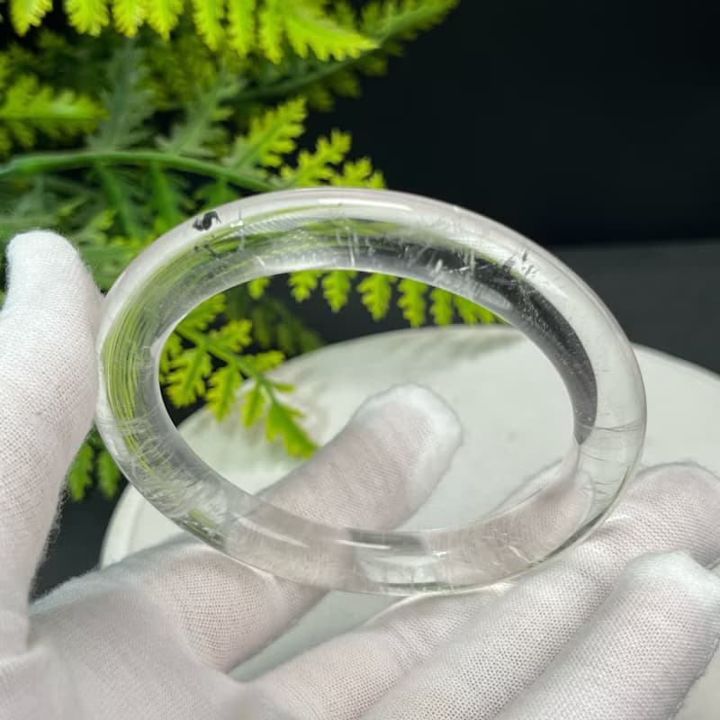 精美 白水晶手鐲 57MM 冰透閃片石英手環 能量凈化放大情緒調節