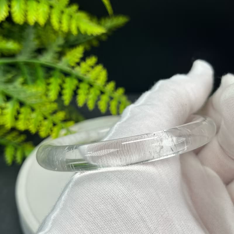 精美 白水晶手鐲 57MM 冰透閃片石英手環 能量凈化放大情緒調節