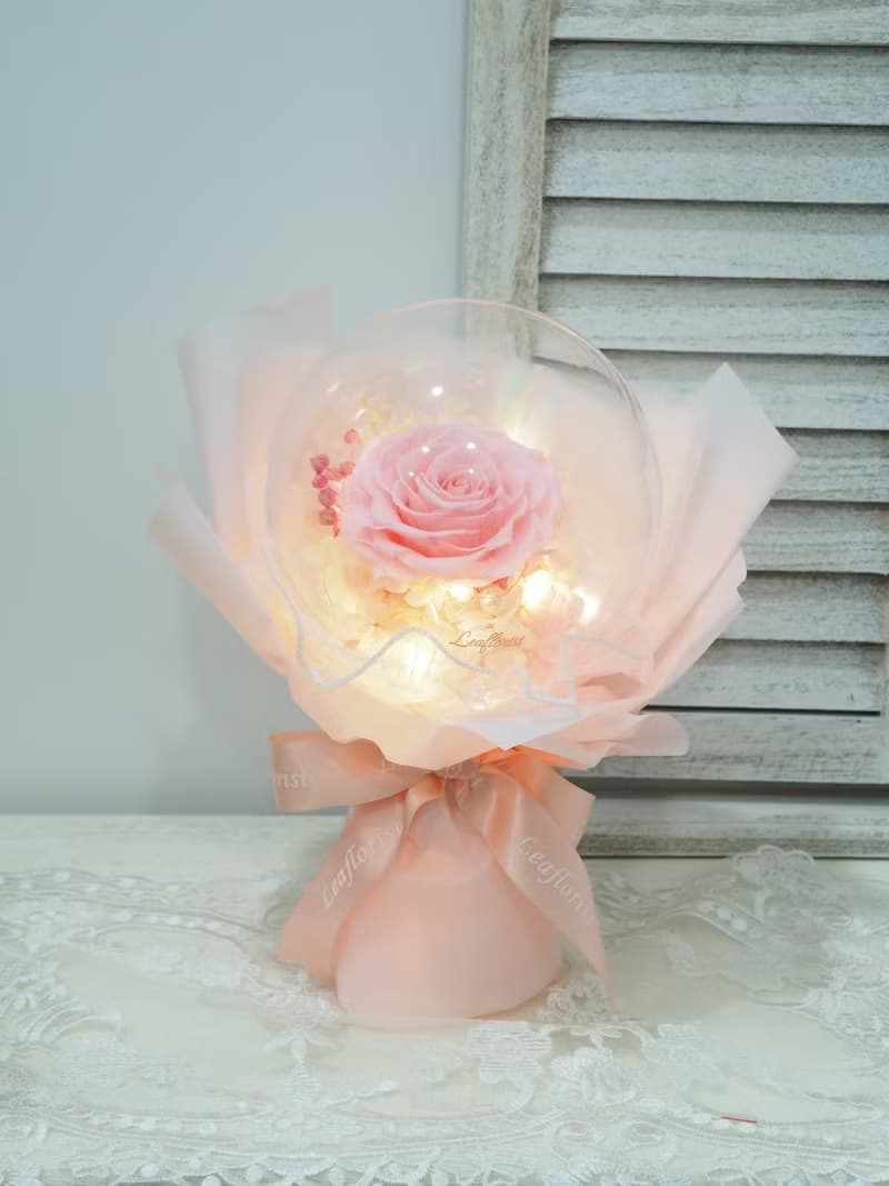 情人節 畢業花束 七夕花束  特大永生花水晶球花束 - 4色可選