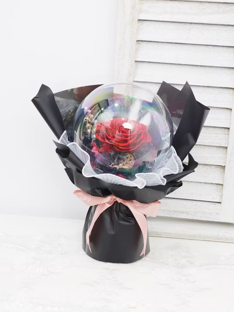 情人節 畢業花束 七夕花束  特大永生花水晶球花束 - 4色可選