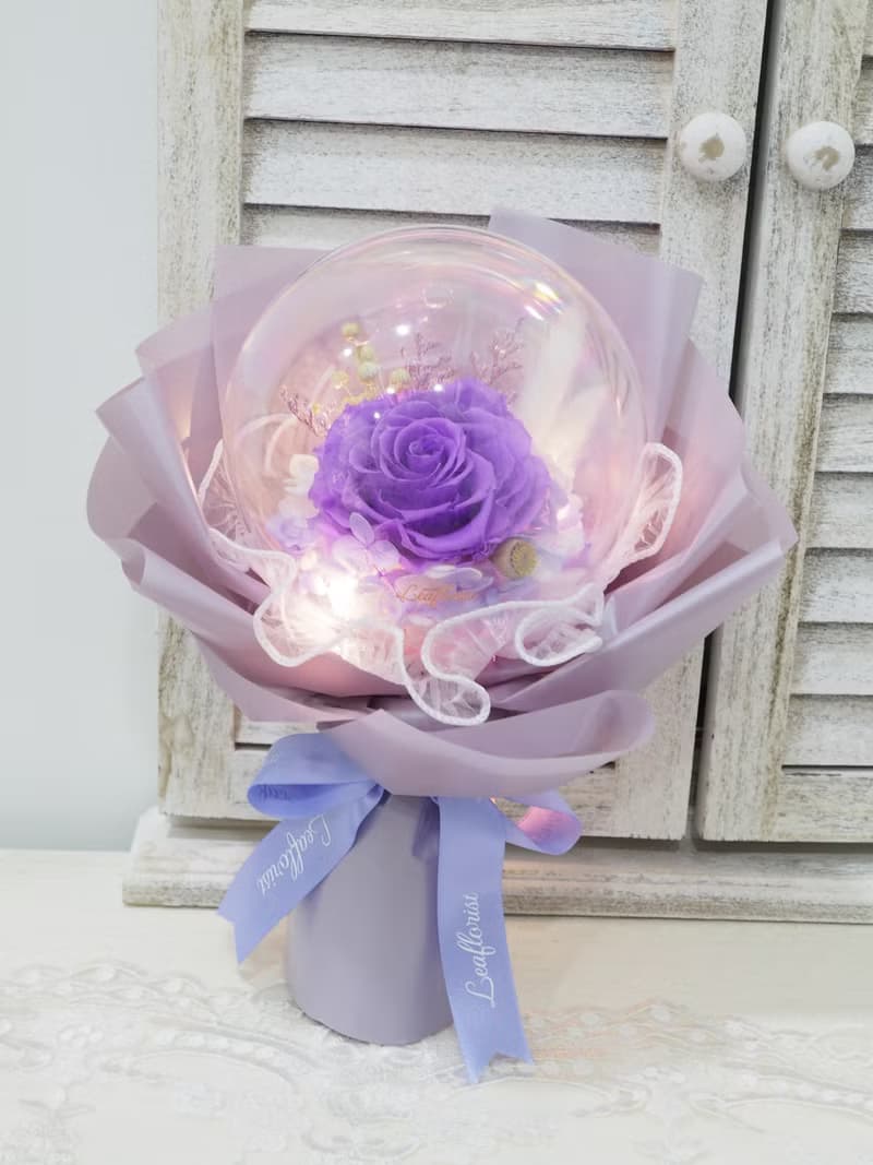 情人節 畢業花束 七夕花束  特大永生花水晶球花束 - 4色可選