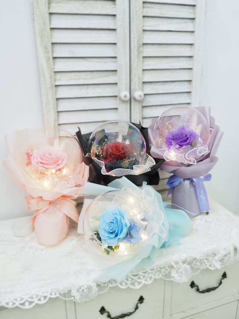 情人節 畢業花束 七夕花束  特大永生花水晶球花束 - 4色可選