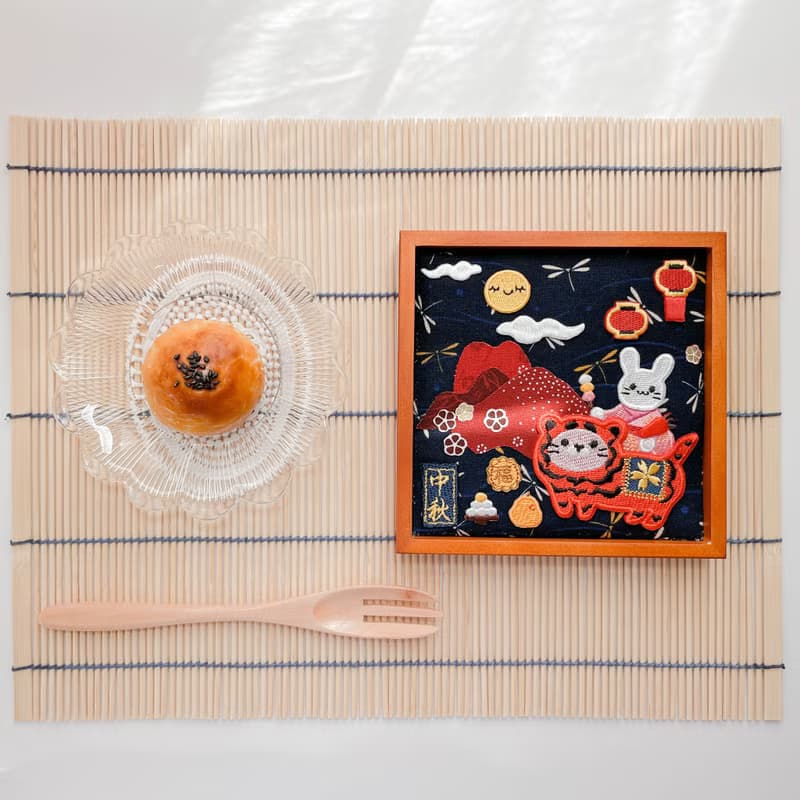 【賞月祈福】木製刺繡托盤/DIY材料包/成品訂製