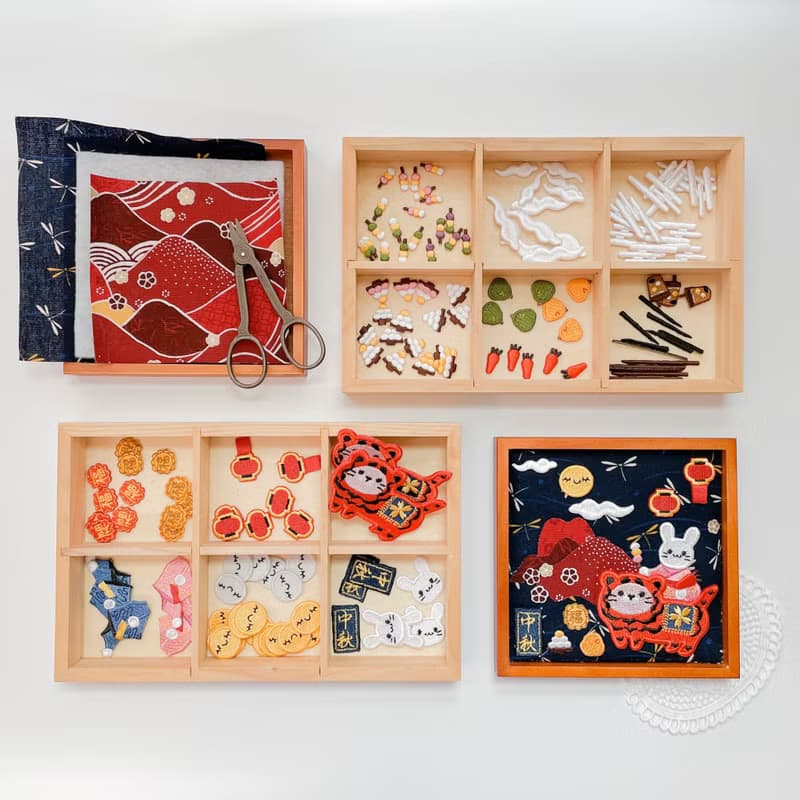 【賞月祈福】木製刺繡托盤/DIY材料包/成品訂製