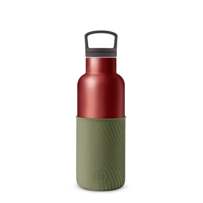 【夢幻霧光色系】480ml 保溫水瓶 | 峽谷銅 - 軍綠(水波紋)