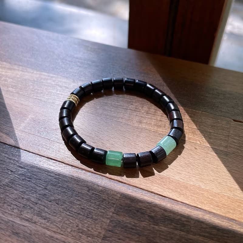 島嶼Island | 鬼島之森 x 黑檀木手鍊(東陵玉) 天然水晶礦石