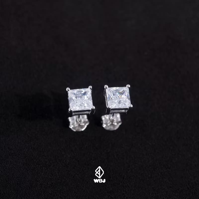 Wbj四爪公主方切割耳釘