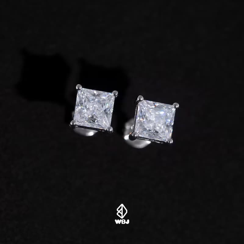 Wbj四爪公主方切割耳釘