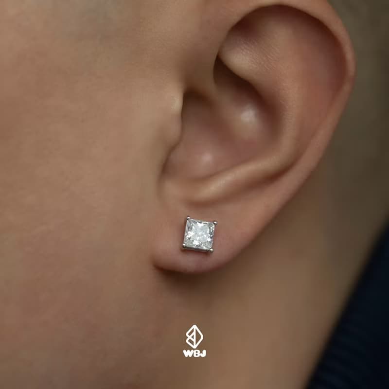 Wbj四爪公主方切割耳釘