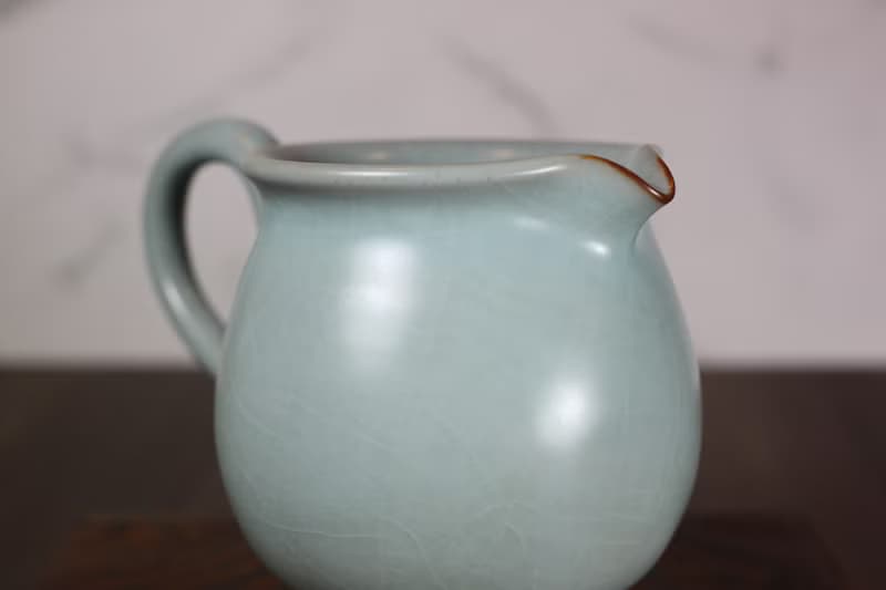 【送禮好物】L010汝窯 手拉握把茶海 咖啡下壺 名家葉敏祥手作