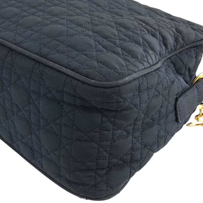 【 日本直送　名牌中古包 】Christian Dior カナージュ ショルダーバッグ ダークネイビー チャーム ナイロン vintage pdtnij