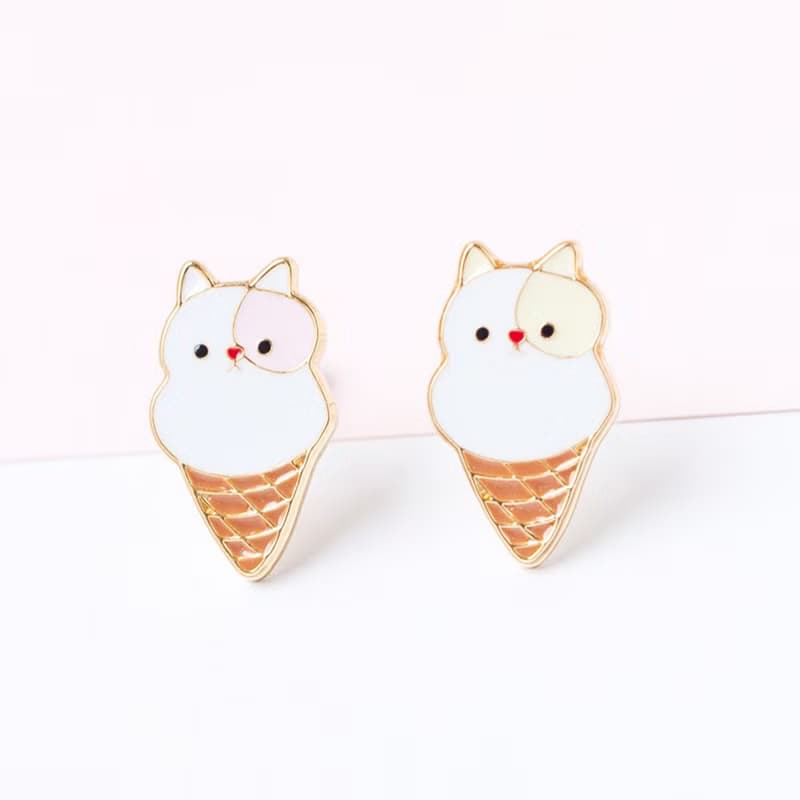 貓咪 霜淇淋 ice cream for cat lover 耳環 耳夾
