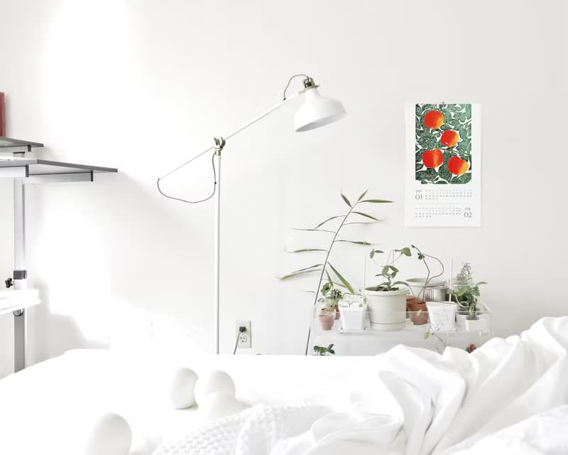 【數位】Bright Botanical Printable Wall Calendar 2025 Floral Fruits Vegetables Linocut