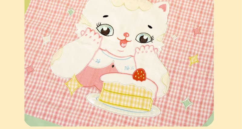 貓咪蛋糕 80s復古昭和 短門簾 刺繡布藝
