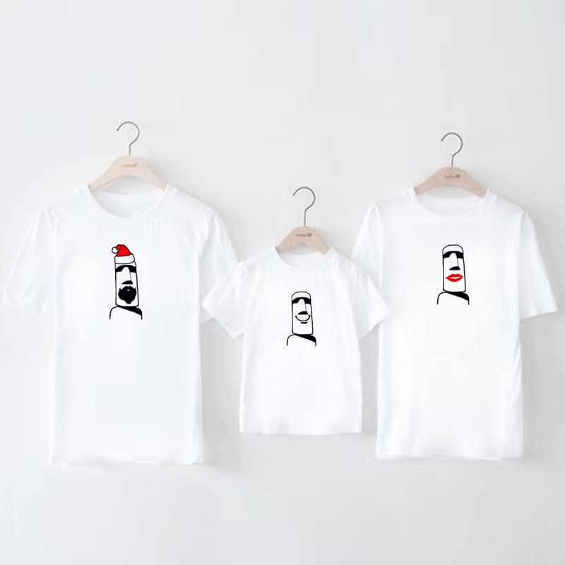 摩艾 聖誕老公 嘴唇 微笑 Moai 短T 白色 情侶裝 情人 親子 童裝