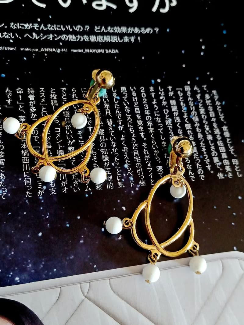 vintage jewelry 俏麗佳人幾何垂墜 夾式耳環