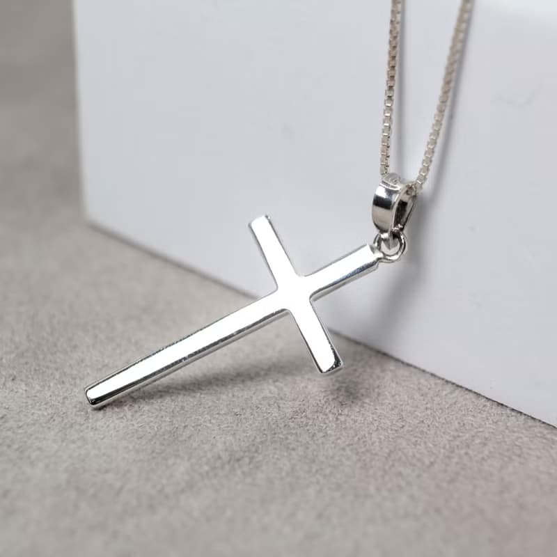 【SWS飾品】十字架純銀項鍊 鎖骨鍊 福音 基督教 受洗禮物