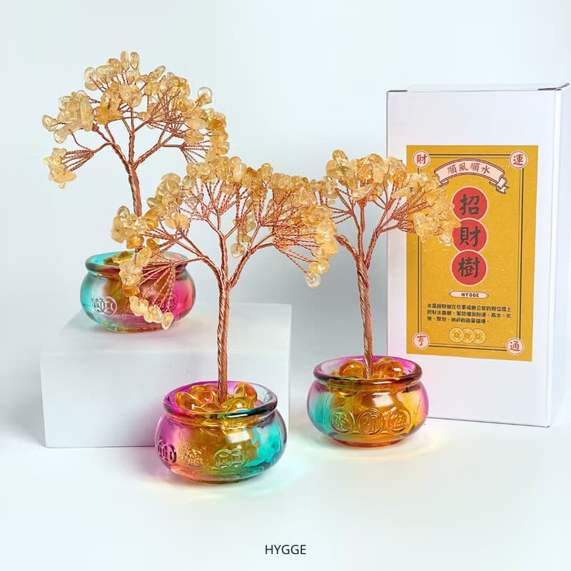 水晶樹 水晶招財樹 水晶發財樹 聚寶盆 黃水晶 風水擺件 開運小物