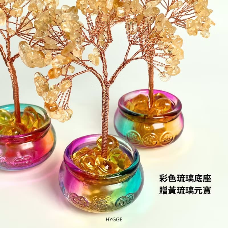 水晶樹 水晶招財樹 水晶發財樹 聚寶盆 黃水晶 風水擺件 開運小物