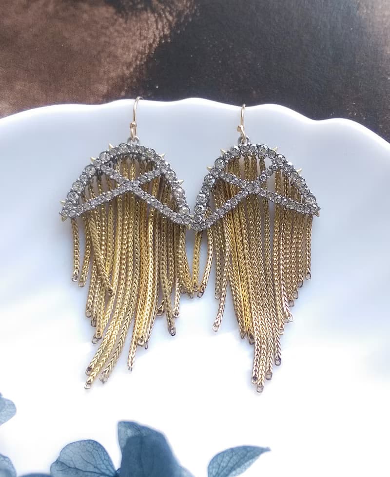 Vintage Jewelry 西洋古董飾品 水母流蘇  針式耳環