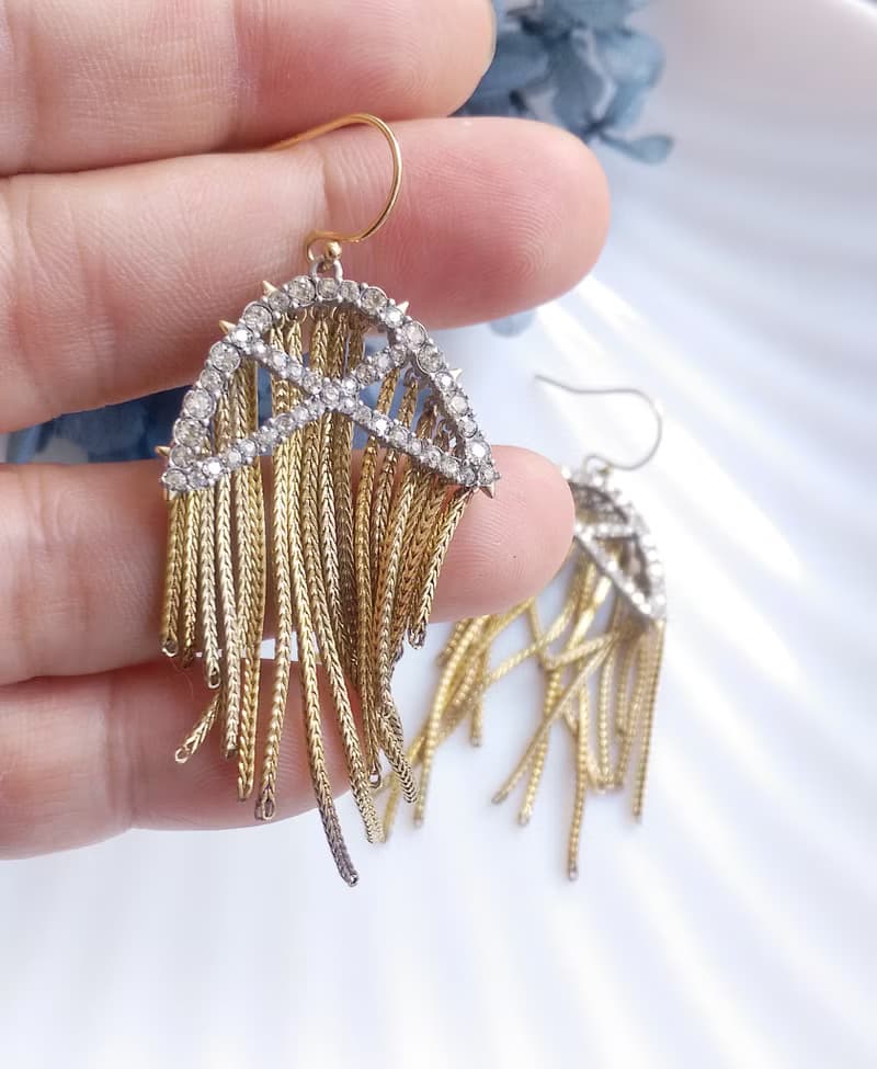 Vintage Jewelry 西洋古董飾品 水母流蘇  針式耳環