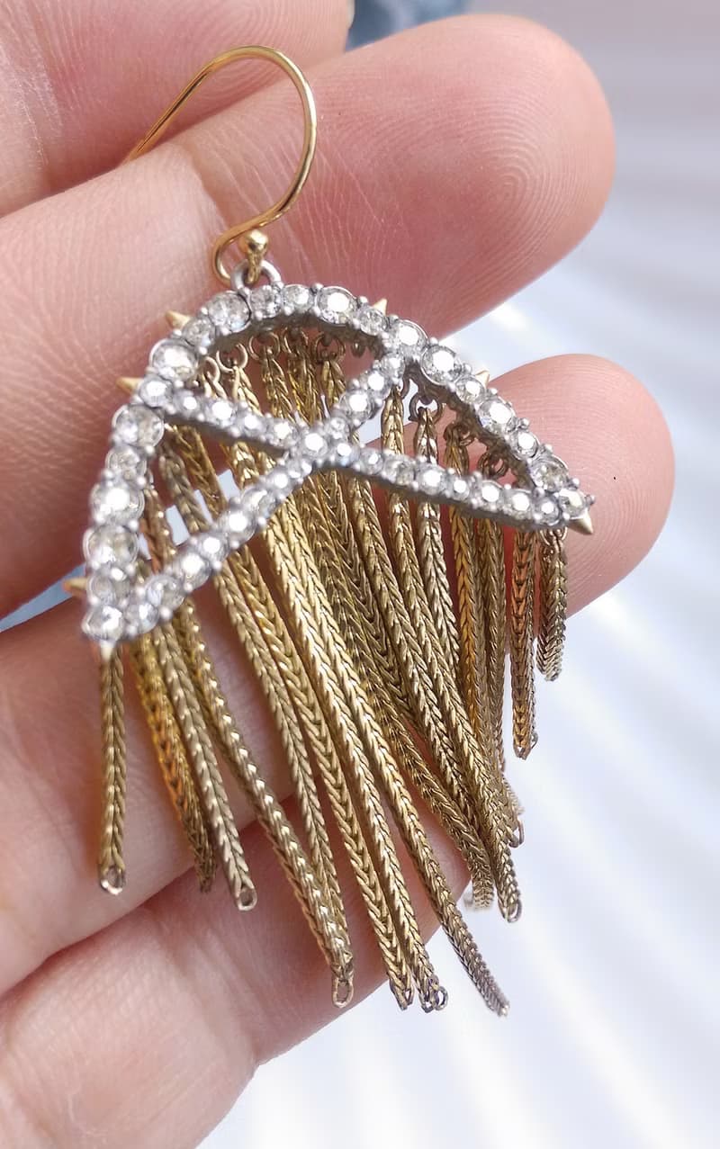 Vintage Jewelry 西洋古董飾品 水母流蘇  針式耳環