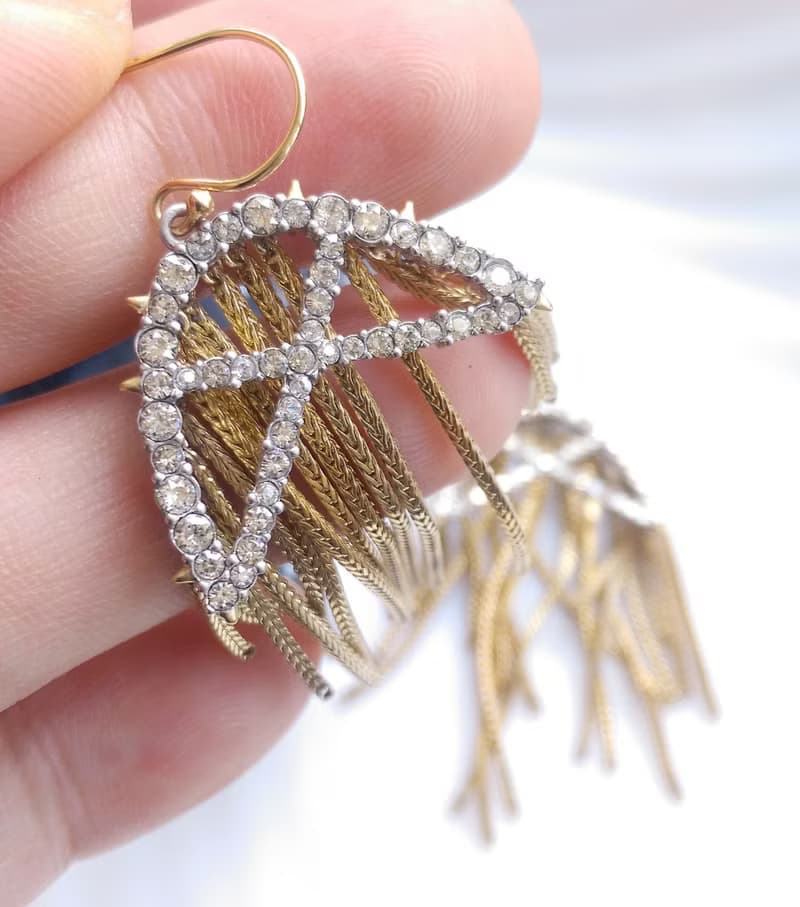 Vintage Jewelry 西洋古董飾品 水母流蘇  針式耳環