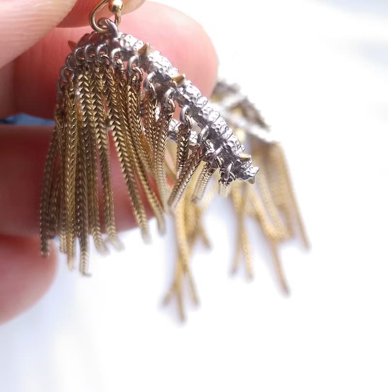 Vintage Jewelry 西洋古董飾品 水母流蘇  針式耳環