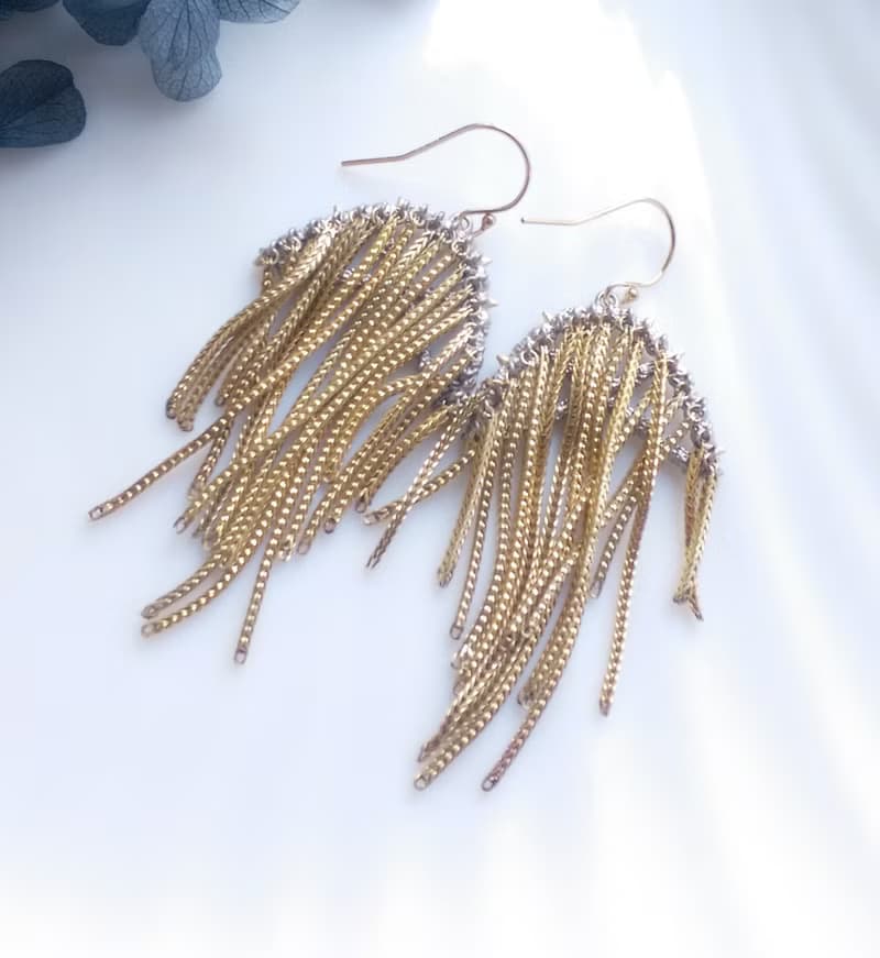 Vintage Jewelry 西洋古董飾品 水母流蘇  針式耳環