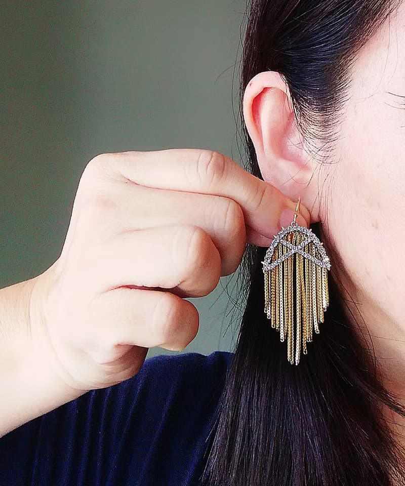 Vintage Jewelry 西洋古董飾品 水母流蘇  針式耳環