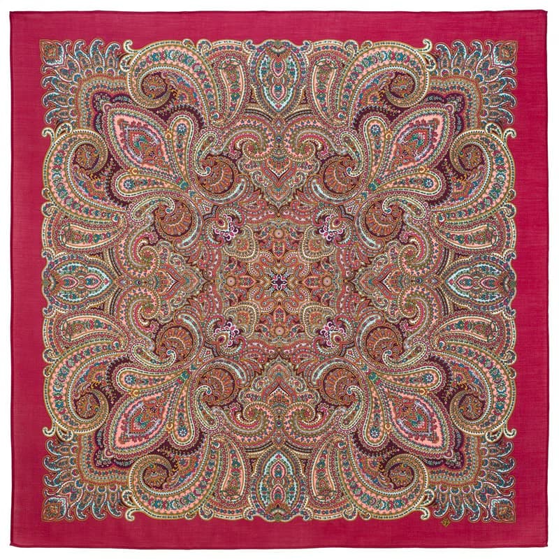 Original Pavlovo Posad Russian Shawl 100% Wool Woolen Scarf 125x125 cm 1895-5 N