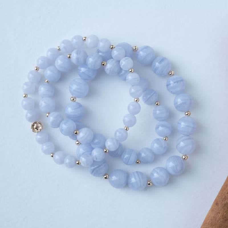 蕾絲藍繡球丨藍紋瑪瑙丨天然礦石水晶手鍊手串女生女友生日禮物