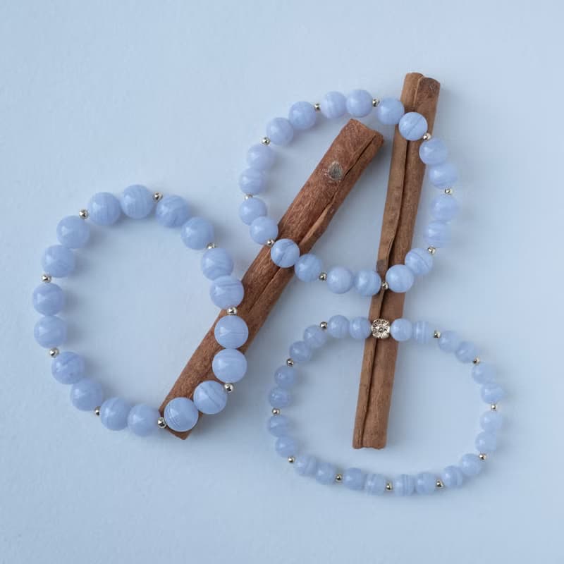 蕾絲藍繡球丨藍紋瑪瑙丨天然礦石水晶手鍊手串女生女友生日禮物