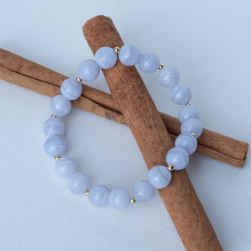 蕾絲藍繡球丨藍紋瑪瑙丨天然礦石水晶手鍊手串女生女友生日禮物